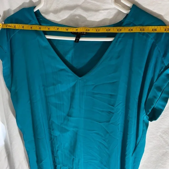 Express Women's Turquoise V-Neck Blouse - Picture 5 of 6